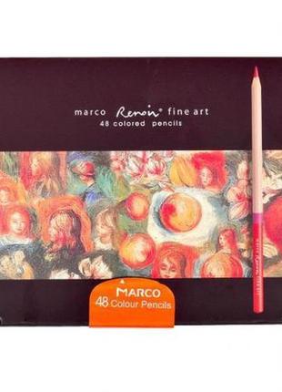 Олівці кольорові акварельні 48 кольорів "marco" renoir у металевому пеналі fineart-48tn2 фото