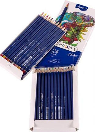 Набір кольорових олівців 24 кольори marco chroma, у картонній упаковці 8010-24cb3 фото