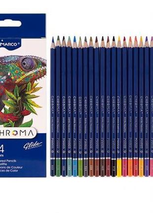 Набір кольорових олівців 24 кольори marco chroma, у картонній упаковці 8010-24cb1 фото