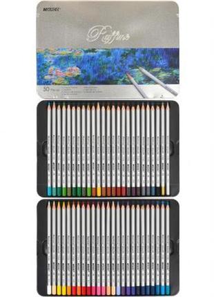 Олівці кольорові 50 кольорів "marco" raffine у металевому пеналі 7100-50tn1 фото