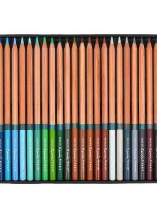 Олівці кольорові акварельні 48 кольорів "marco" renoir aqua в металевому пеналі з пензликом4 фото