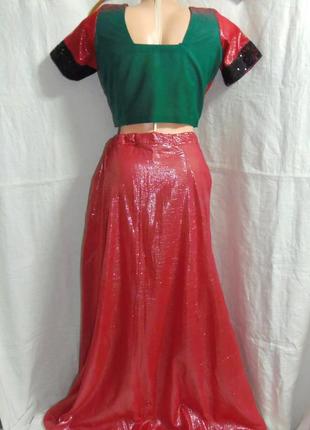 Индийское сари,чоли+ юбка р.xs-s5 фото