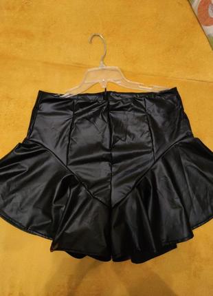 Шорты юбка  мини из кожзама shein l2 фото