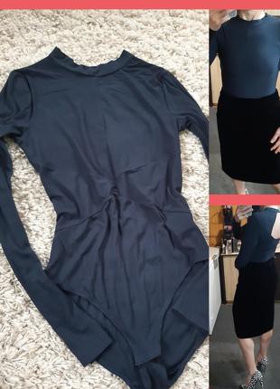 Базовый гольф/водолазка боди в темно синем цвете с вырезом на спинке, h&m,  p. m-l