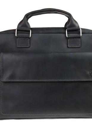 Женская кожаная сумка для документов а4 большая из натуральной кожи на плечо с ручками черная1 фото