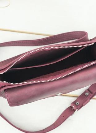 Жіноча шкіряна сумка куточок, натуральна вінтажна шкіра, колір бордо6 фото