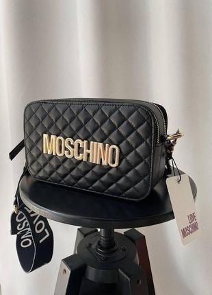 Женская стильная сумка в стиле moschino the snapshot black bags маленькая сумочка через плечо 21 х 12,5 х 7 см