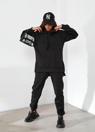 Теплий жіночий костюм трьохнитка на флісі тканина пеньє 464 не кашлатить