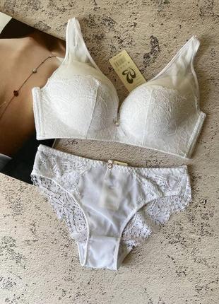 80/85/90/95/d белый кружевной комплект женского нижнего белья на чашку d