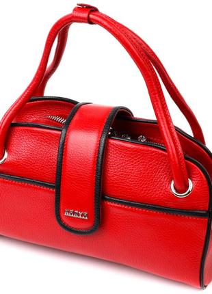 Красивая маленькая женская сумка karya 20859 кожаная красный
