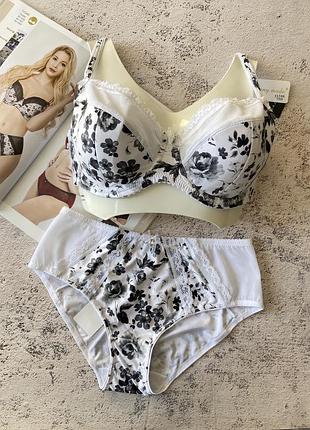 80/85/90/95/100e белое женское нижнее белье большого размера комплект на чашку е