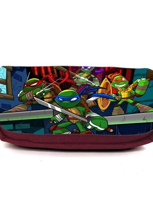 Шкільний пенал черепашки ніндзя 0015 (ninja turtles) органайзер універсальний (tmnt-0015-brg) бордовий1 фото