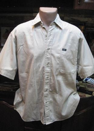 Плотная хлопковая рубашка от британской компании  молочного цвета3 фото