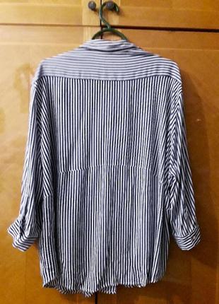 Брендовая 100% вискоза стильная рубашка блуза в полоску оверсайз р.l от zara made in portugal3 фото