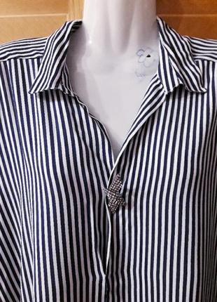 Брендовая 100% вискоза стильная рубашка блуза в полоску оверсайз р.l от zara made in portugal4 фото