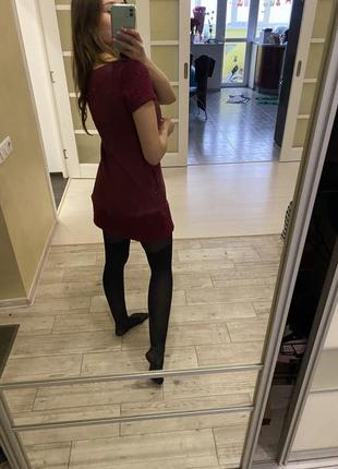 Шикарное бордовое замшевое платье3 фото