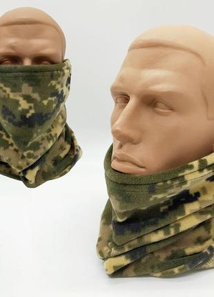 Баф флісовий зимовий із затяжкою, піксель/баф-маска з флісу для вск/тактичний баф на шию