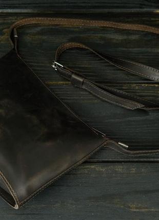 Жіноча шкіряна сумка елліс хл, натуральна вінтажна шкіра, колір коричневий, відтінок шоколад5 фото