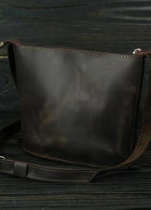 Женская кожаная сумка эллис хл, натуральная винтажная кожа, цвет коричневый, оттенок шоколад3 фото