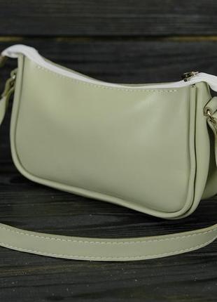 Женская кожаная сумка джулс, натуральная гладкая кожа, цвет оливка2 фото