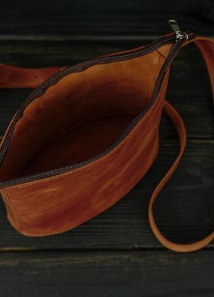 Женская кожаная сумка эллис хл, натуральная винтажная кожа, цвет коричневый, оттенок коньяк4 фото