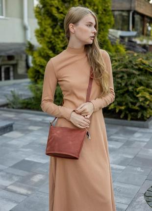 Жіноча шкіряна сумка елліс хл, натуральна вінтажна шкіра, колір коричневий, відтінок коньяк1 фото