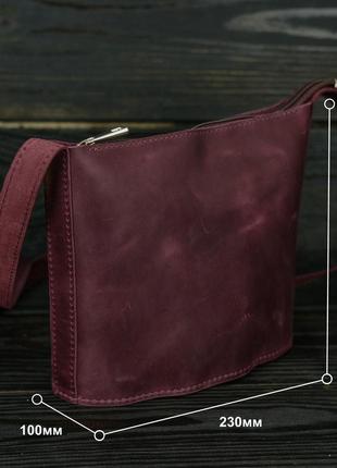 Жіноча шкіряна сумка елліс хл, натуральна вінтажна шкіра, колір бордо6 фото