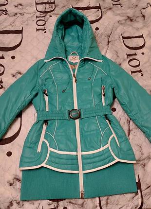 Пуховик в цвете tiffany