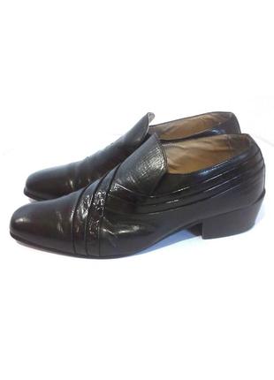 Чоловічі шкіряні туфлі лофери на підборах від montecatini, р.43 код m43012 фото