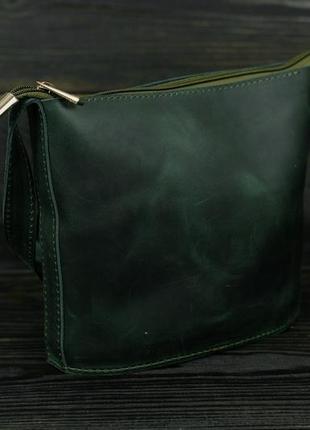 Женская кожаная сумка эллис хл, натуральная винтажная кожа, цвет зеленый1 фото