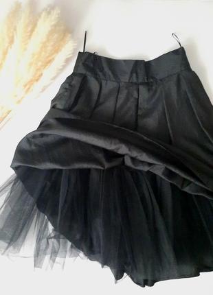 Вечерняя юбка черная в стиле wednesday фатин / юбка пышная