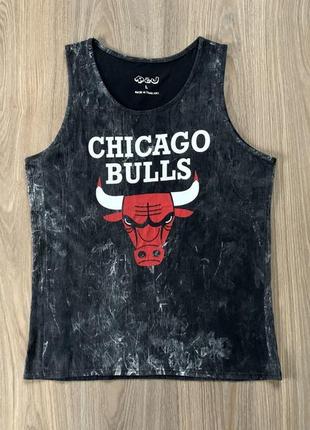 Мужская винтажная хлопковая майка с принтом chicago bulls2 фото