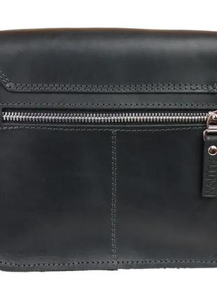 Женская маленькая кожаная сумка клатч кросс-боди через плечо из натуральной кожи черная3 фото