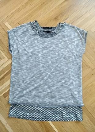 Подвійна сіра майка з паєтками