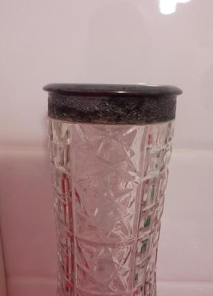 В продаже ваза хрустальная с серебряным ободком3 фото