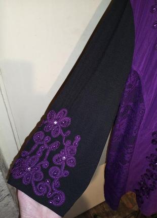 Ошатна блузка-кофта на змійці зі стразами, перловим, вишивкою, великого розміру, мініга батал3 фото