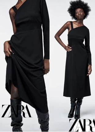 Zara эффектное черная асимметричное платье,платье р.s