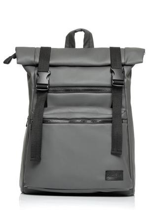 Городской стильный рюкзак из экокожи sambag rolltop zard серый
