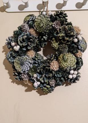 Різдвяний вінок д23см натуральні матеріали handmade