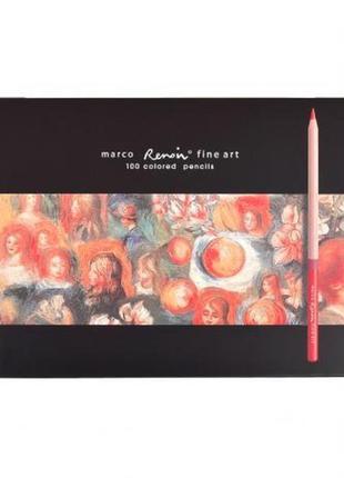 Олівці кольорові 100 кольорів "marco" renoir fine art у металевій коробці 3100-100tn2 фото