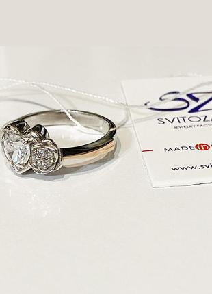 💍 17,5 р. серебряное кольцо сердце цветок серебро 925 золото 375 пробы5 фото