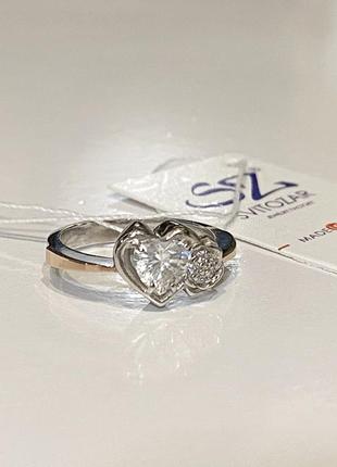 💍 17,5 р. нова срібна каблучка серця квітка срібло 925 золото 375 проби