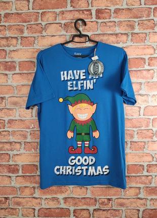 Новорічна святкова футболка з ельфом new year merry christmas x mas