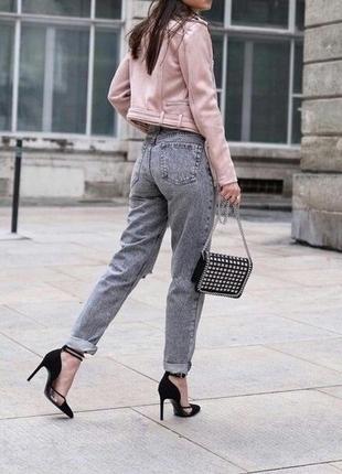 Мом джинсы zara, серые джинсы, мом джинсы, джинсы