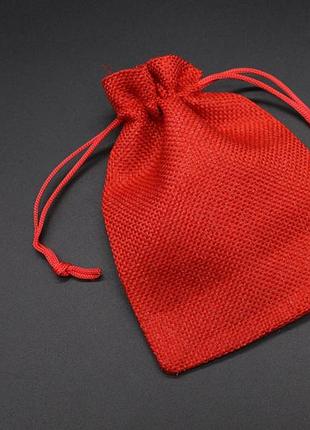 Подарочный мешочек из мешковины на затяжках. цвет красный. 10х14см / подарочный мешочек из мешковины на