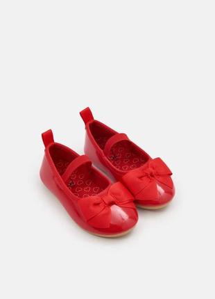 22/23 р нові фірмові туфлі балетки зі штучної шкіри з гумкою та бантиком червоні дівчинці sinsay