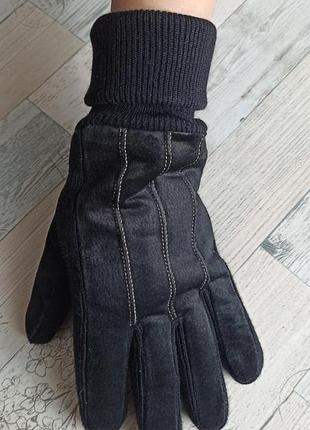 Теплые мужские замшевые перчатки р м