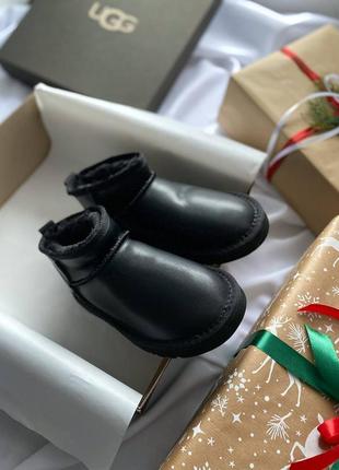 Женские угги ❤️ ugg Fitted mini black leather ❤️женские уггы