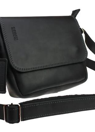 Женская маленькая кожаная сумка клатч кросс-боди через плечо из натуральной кожи черная3 фото