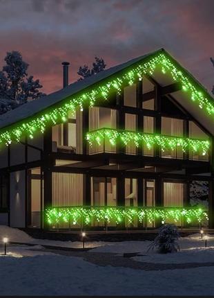 Гирлянда уличная бахрома lumion 90led 2x0,5m 230v зеленый ip44 en2 фото